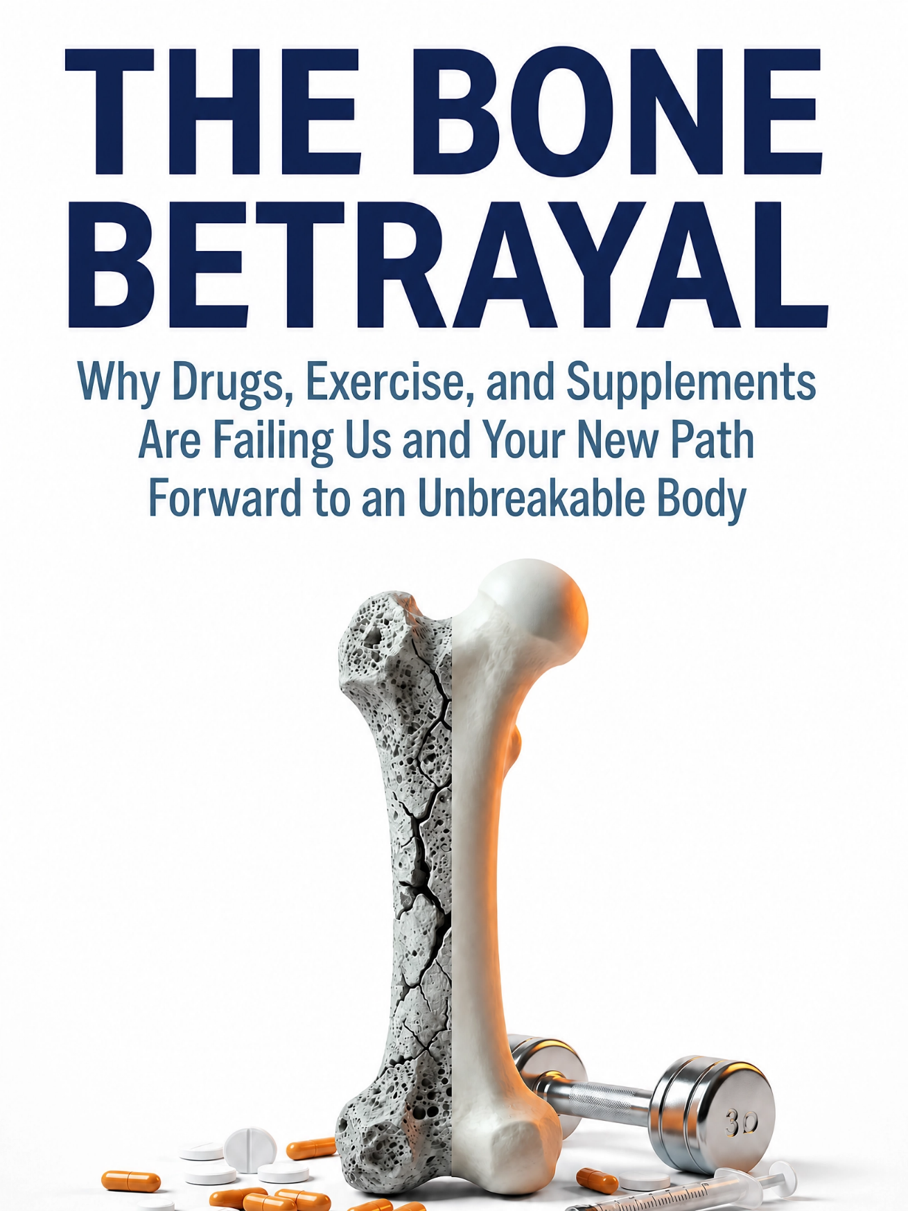 The Bone Betrayal, by Kyle Zagrodzky and Dr. Jimmy Youngblood. Original manuscript cover: Why Drugs, Exercise, and Supplements Are Failing Us and Your New Path Forward to an Unbreakable Body.